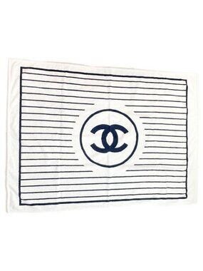 Chanel Logo CC Large Shawl Black White